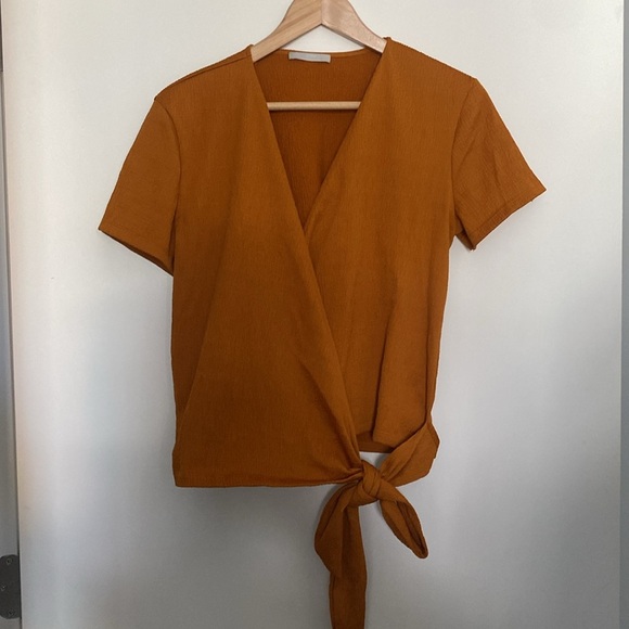Zara Women's Orange Wrap Blouse - Picture 5 of 8